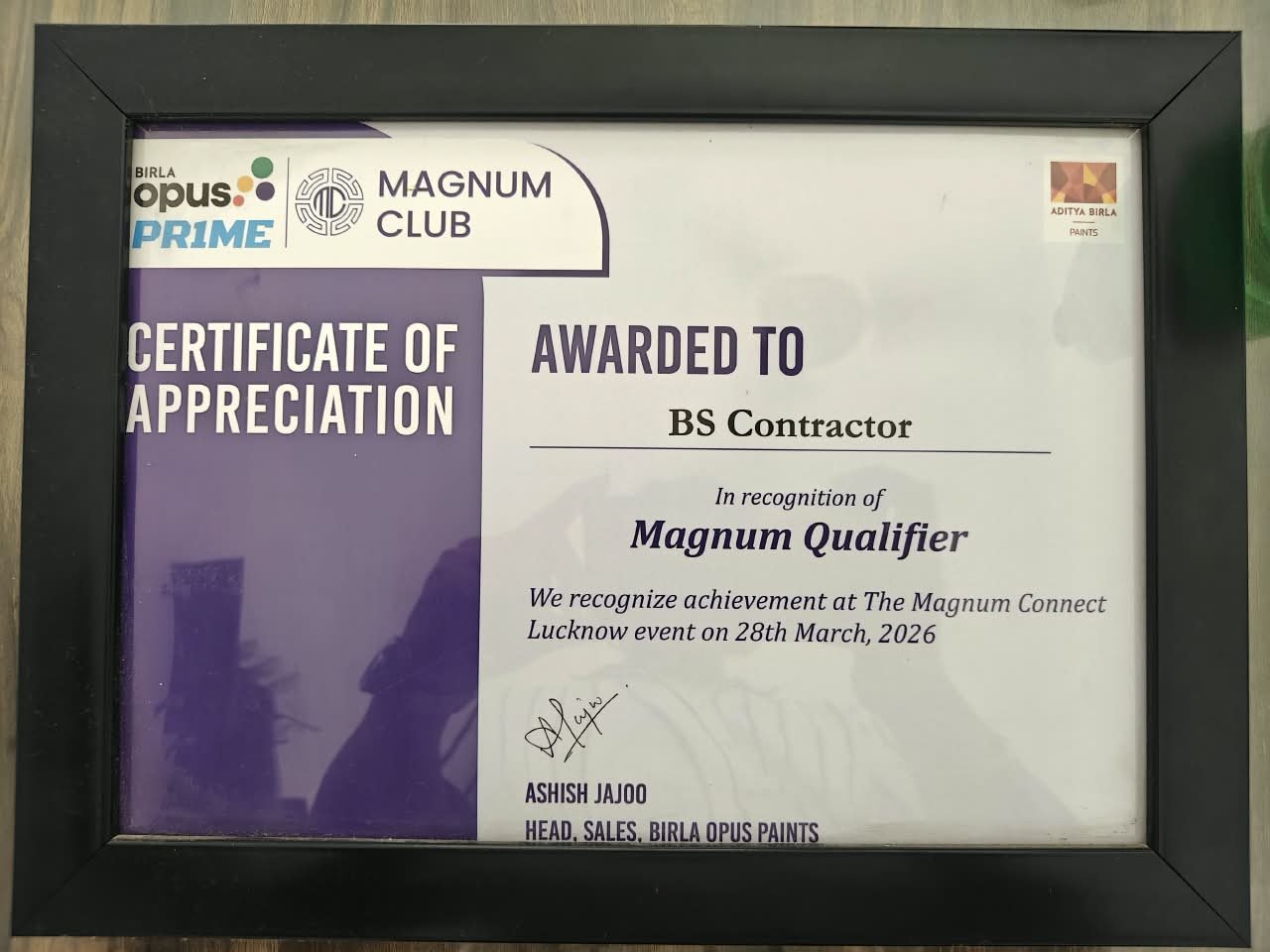 Certificate of Appreciation